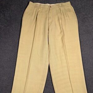 Tommy Bahama Mens Pants 36x29 Beige Silk Dress Straight Pleated Relax Beach Dad